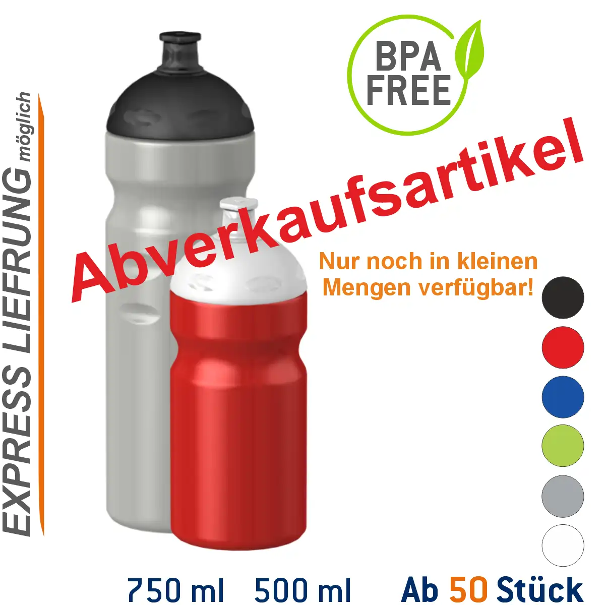 Sport-Trinkflasche Basic Flaschenfarbe: Blau Volumen: 500 ml Verschlussfarbe: Weiss Druck: ohne Druck